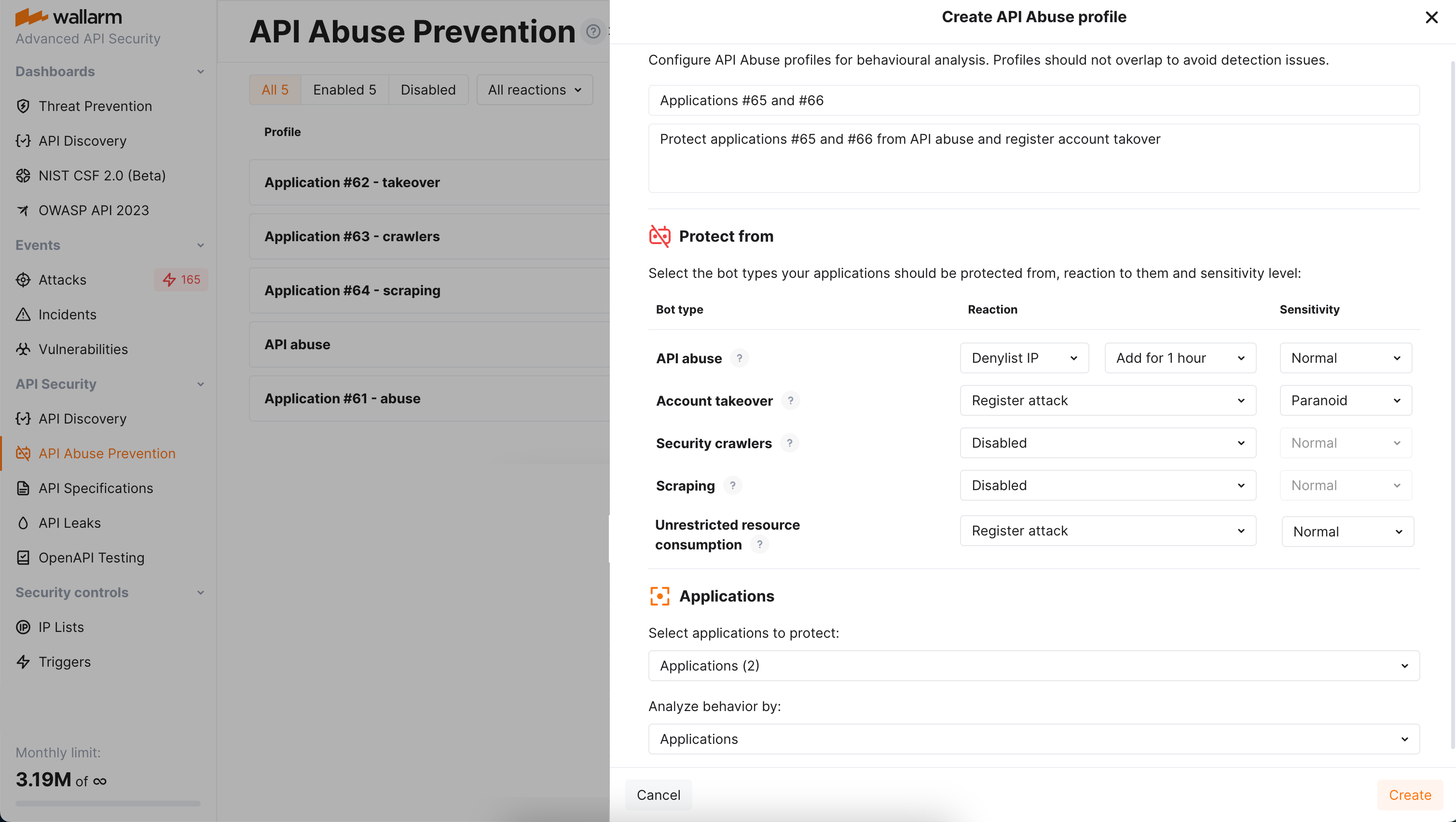 API Abuse prevention profile