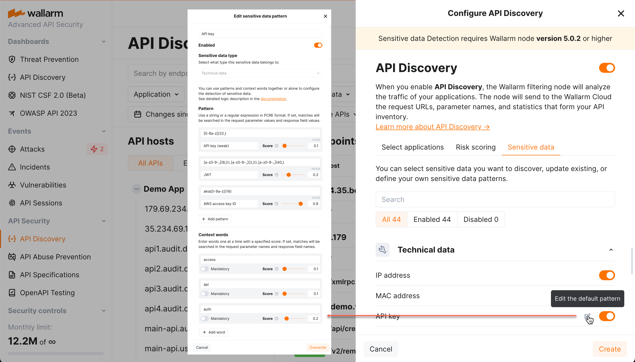 API Discovery – Settings - Sensitive data