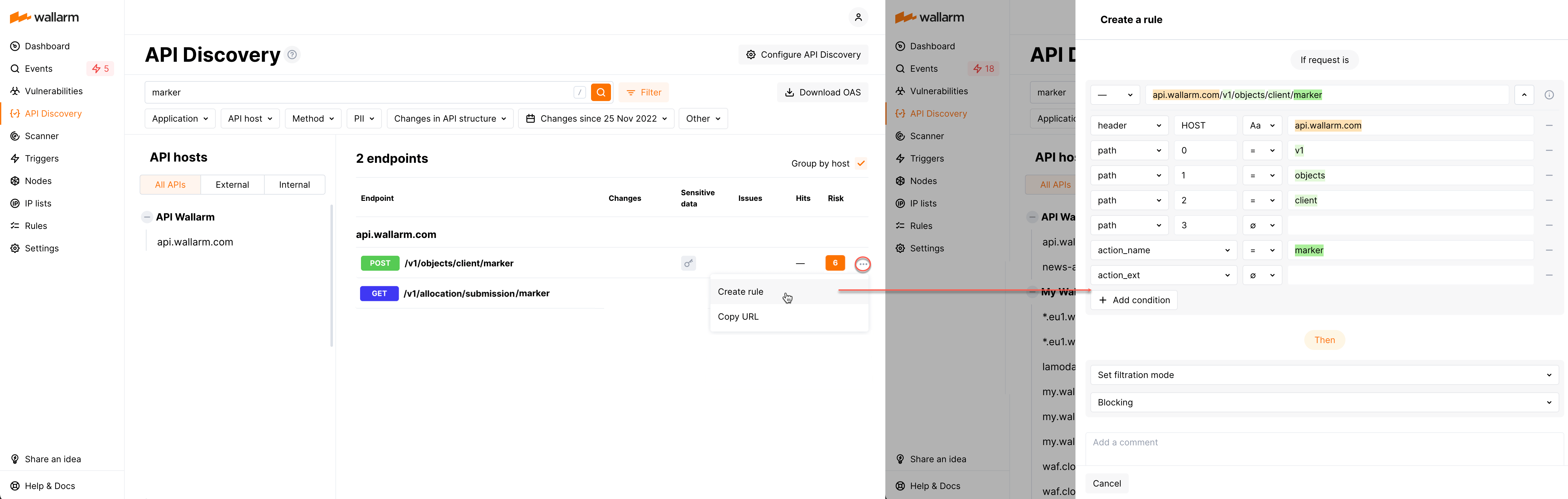 Create rule from endpoint