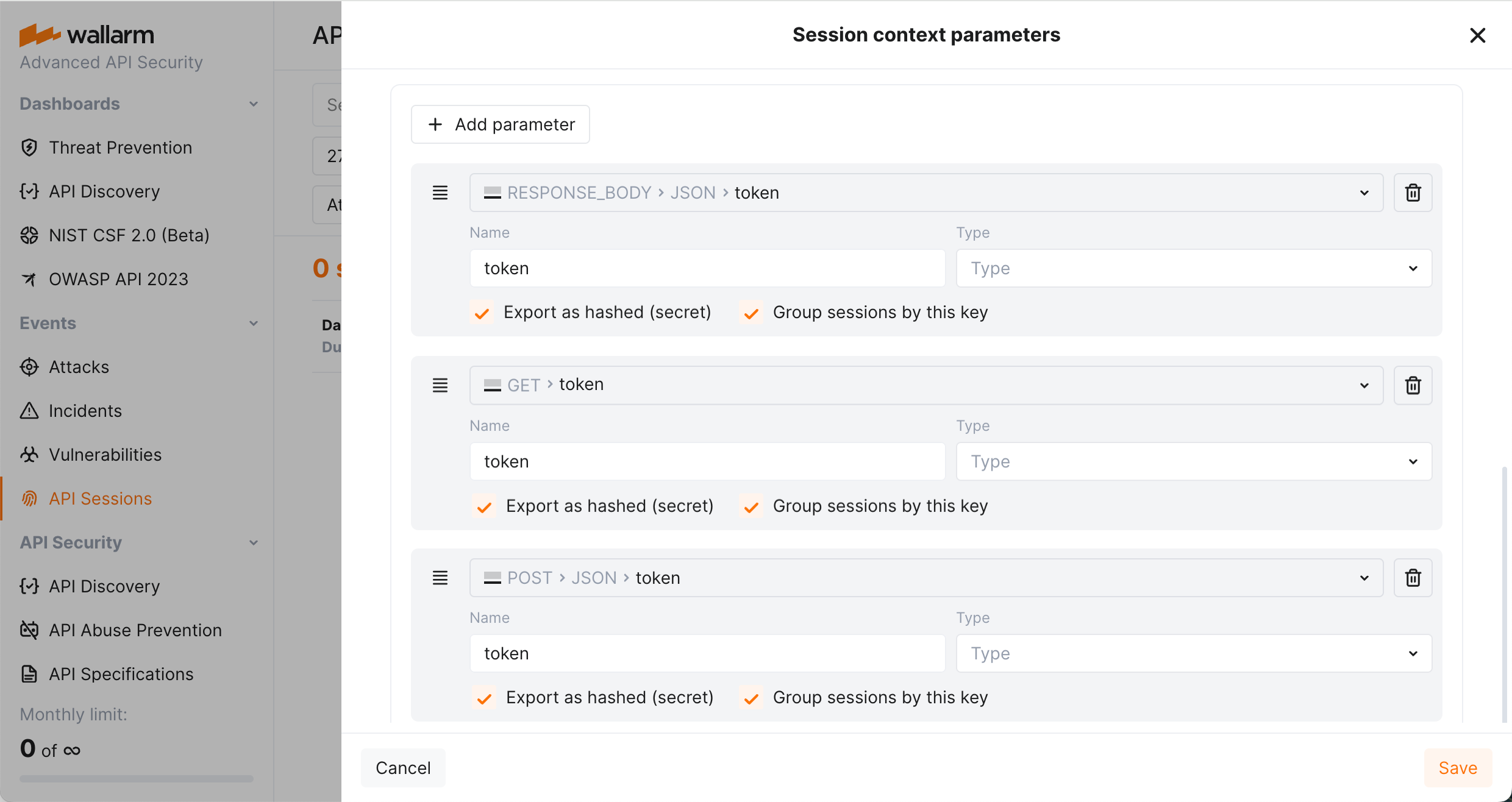 !API Sessions - example of grouping keys in work