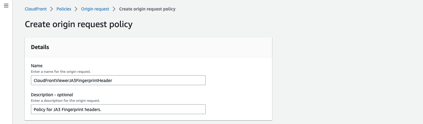 CloudFront - creating origin request policy