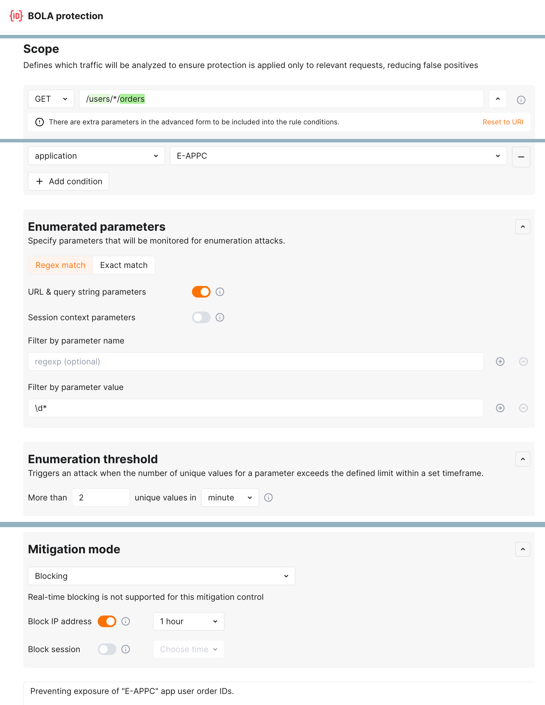 BOLA protection mitigation control - example