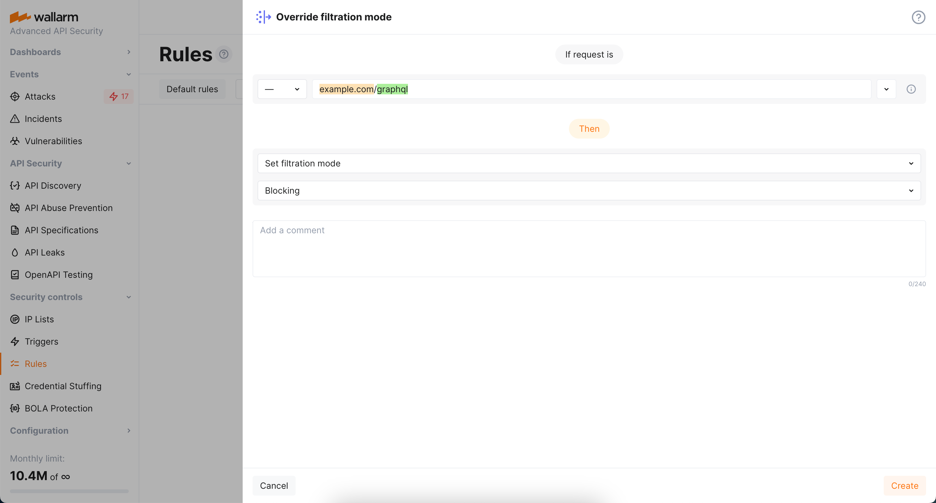 GraphQL policy blocking action