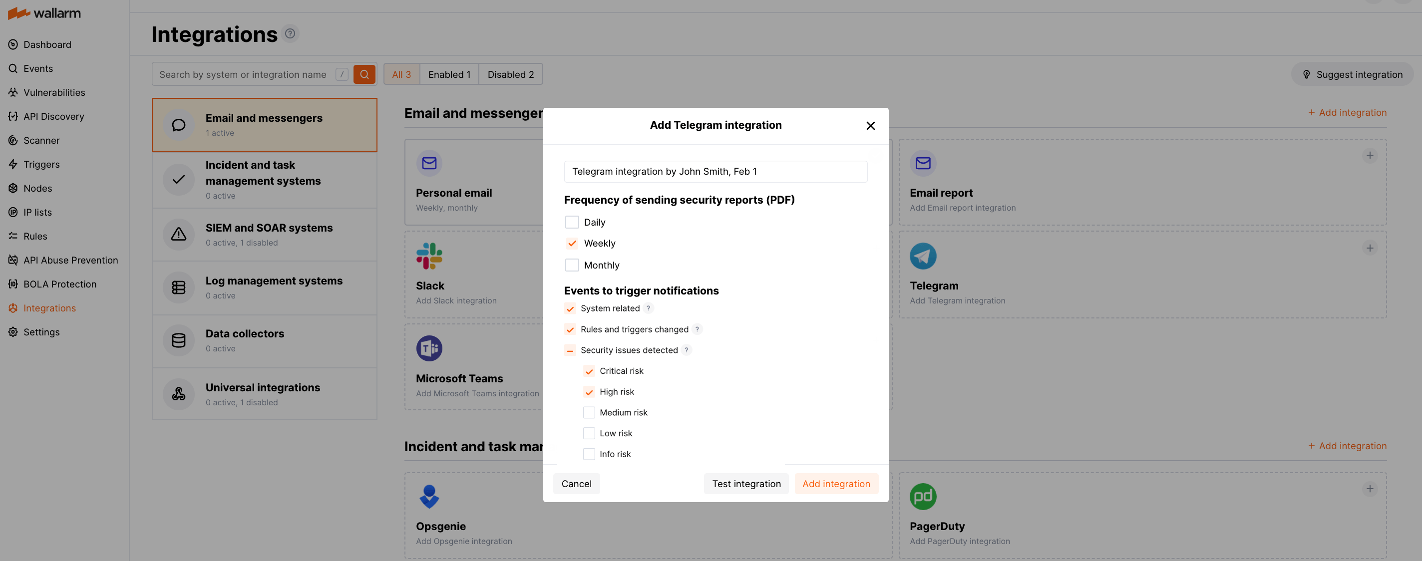 Telegram integration