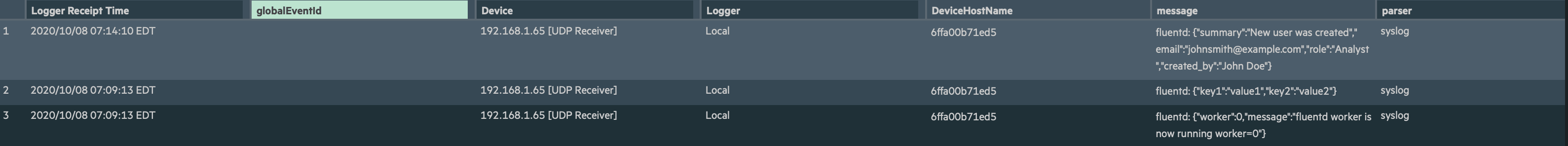 Events in ArccSiight Logger