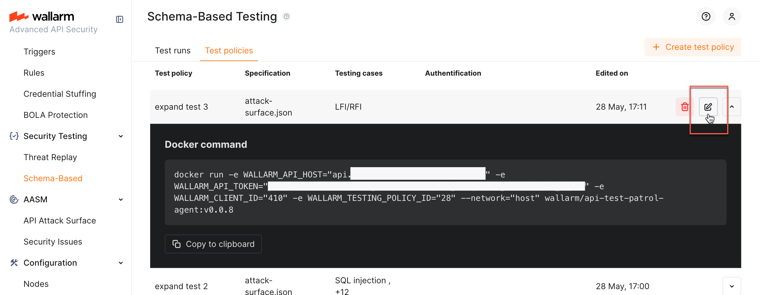 Schema-Based Testing - editing test policy