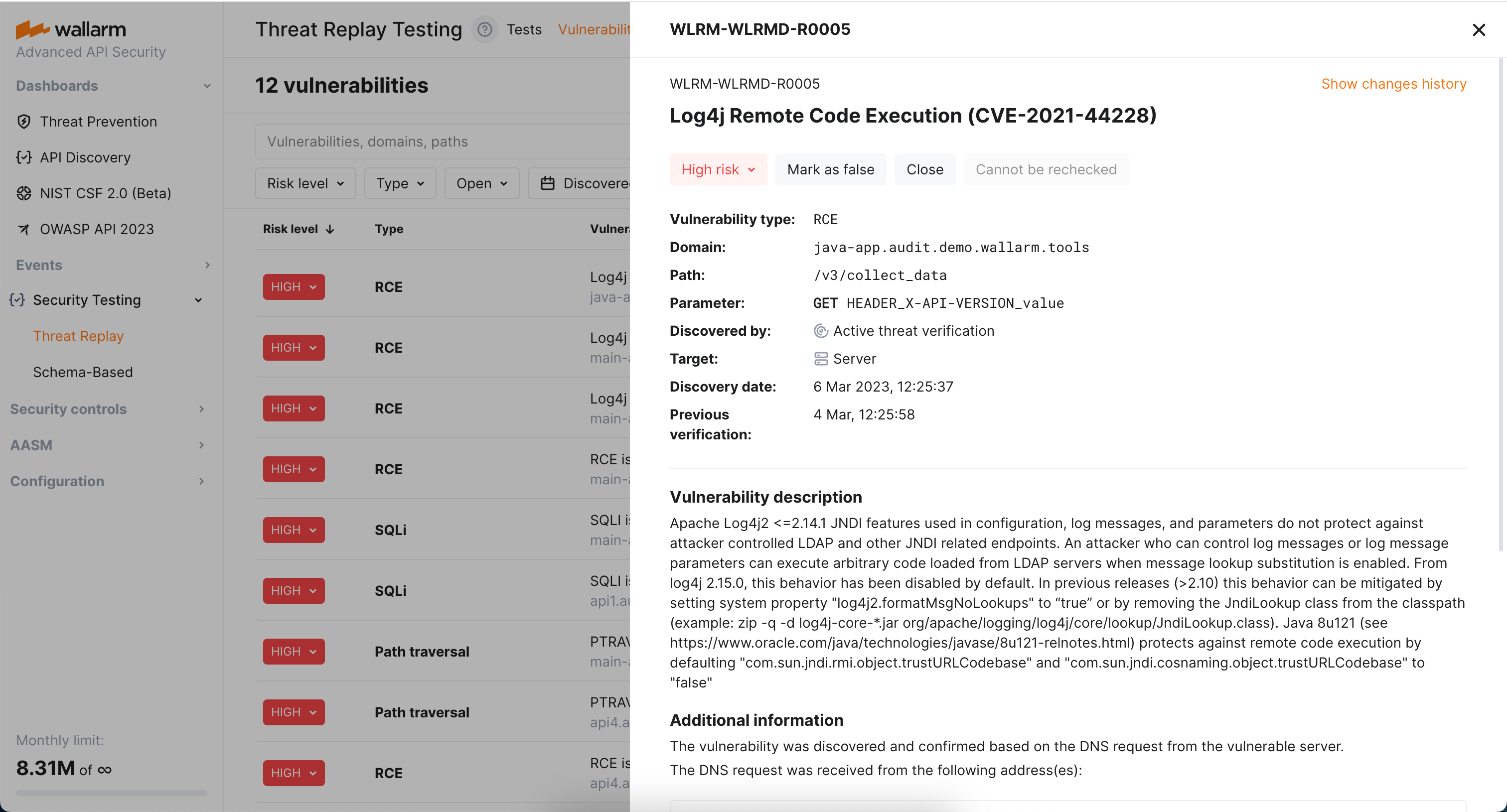TRT - Vulnerabilities tab - vulnerability details